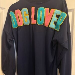 Simply Southern Navy Dog Lover Sweatshirt with Colorful Letters